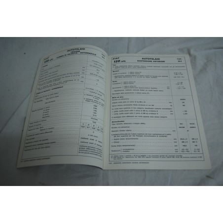 Fiat modello 128 rally dati principali per le riparazioni 1971