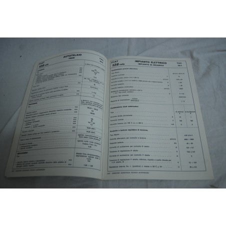 Fiat modello 128 rally dati principali per le riparazioni 1971