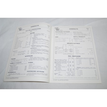 Fiat 850 T & Familiare dati principali per le riparazioni 1972