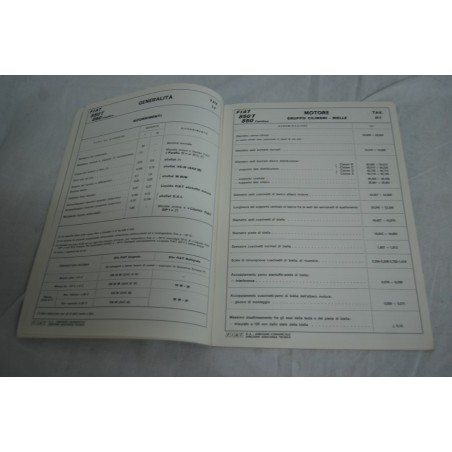 Fiat 850 T & Familiare dati principali per le riparazioni 1972