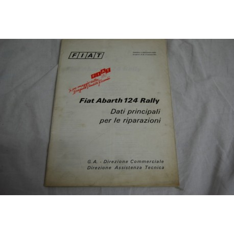 Fiat Abarth 124 rally dati principali per le riparazioni 1973