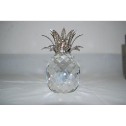 Cristallo Swarovski candeliere ananas grande con foglie martellate rodiate 2