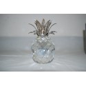 Cristallo Swarovski candeliere ananas grande con foglie martellate rodiate