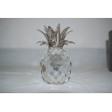 Cristallo Swarovski candeliere ananas grande con foglie martellate rodiate