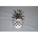 Cristallo Swarovski candeliere ananas grande con foglie martellate rodiate