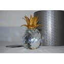 Cristallo Swarovski candeliere ananas grande con foglie martellate dorate