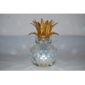 Cristallo Swarovski candeliere ananas grande con foglie martellate dorate