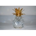 Cristallo Swarovski candeliere ananas grande con foglie martellate dorate