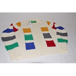 Benetton cardigan donna con tasche multicolor Tg 44 nuovo
