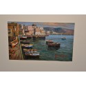 Giovanni Savarese quadro olio su tavola 15x24 cm veduta del porto