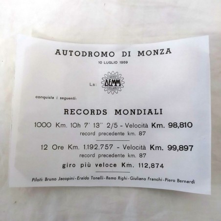 Lotto 13 fotografie Moto Demm record mondiale Monza 1959