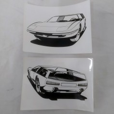 Lotto di due fotografie disegni carrozzeria Pininfarina