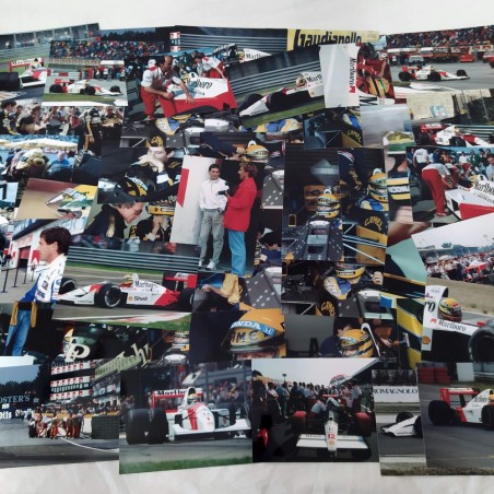 Lotto di 48 fotografie Airton Senna da negativo originale 13x18 cm