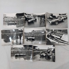 Lotto di 8 fotografie Formula 1 auto Vanwall Aston Martin anni 50 formato 13x18 2