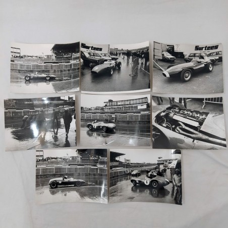 Lotto di 8 fotografie Formula 1 auto Vanwall Aston Martin anni 50 formato 13x18