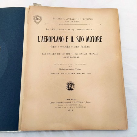 Libro L'Aeroplano e il suo motore - S. Lattes Torino 1916