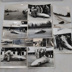 Lotto di 14 foto originali e anni 50 in bianco e nero di moto da record 2