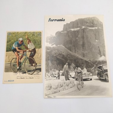 Una cartolina autografata e una fotografia di FAUSTO COPPI