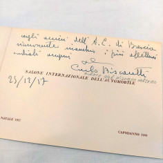Biglietto augurale disegnato e con dedica autografa di BISCARETTI - Natale 1957 2