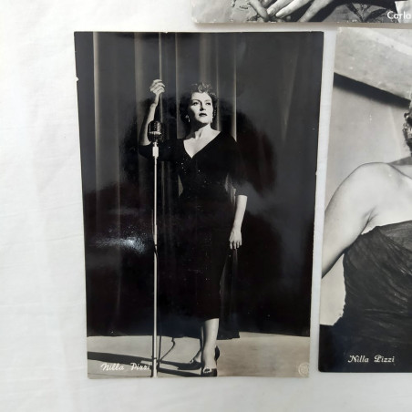 NILLA PIZZI, lotto di 3 cartoline illustrate con fotografie reali