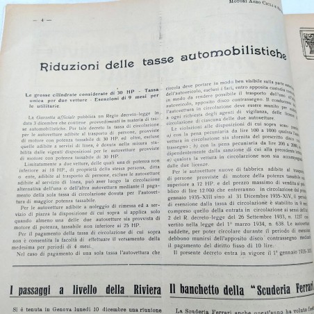 Rivista MOTORI AERO CICLI E SPORTS n. 46 anno 1934 XIII