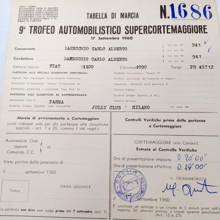 Lotto di materiale Trofeo Automobilistico Supercortemaggiore 1960