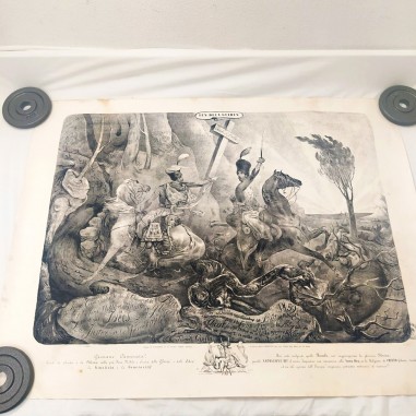 Antica stampa per Sottoscrizione Fucili di Garibaldi 71x93 cm
