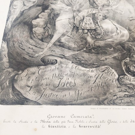 Antica stampa per Sottoscrizione Fucili di Garibaldi 71x93 cm