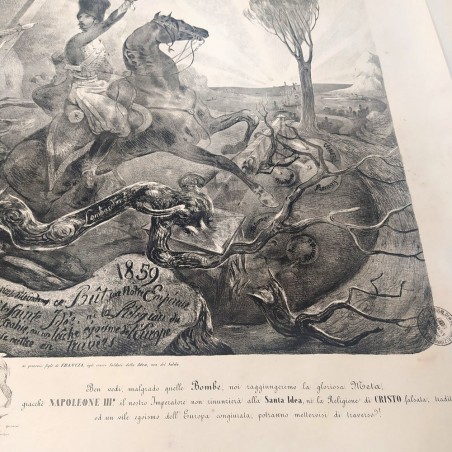 Antica stampa per Sottoscrizione Fucili di Garibaldi 71x93 cm