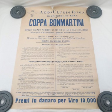 Manifesto originale COPPA BONMARTINI (aviazione 1926) 53x76 cm