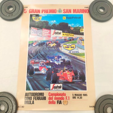 Locandina originale 5° Gran Premio F1 San Marino 1985 33x49 cm