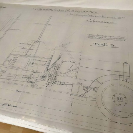 Disegno lucido ISOTTA FRASCHINI camion trasporto proiettore 75x120 cm
