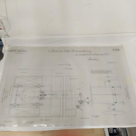 Disegno lucido progetto ISOTTA FRASCHINI camion trasporto 75x120 cm
