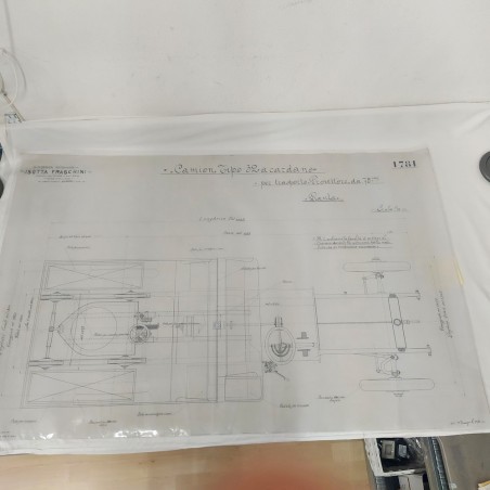 Disegno lucido progetto ISOTTA FRASCHINI camion trasporto 75x120 cm