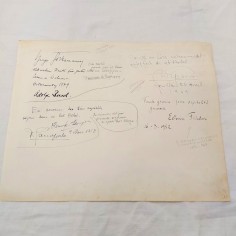 Foglio con 4 autografi musicisti SEGOVIA BUSCH FISCHER + altro 1949-1952