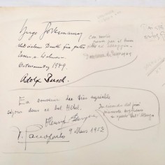 Foglio con 4 autografi musicisti SEGOVIA BUSCH FISCHER + altro 1949-1952 2