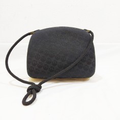 Borsa a spalla italiana anni 30 in stoffa nera pattern H 2