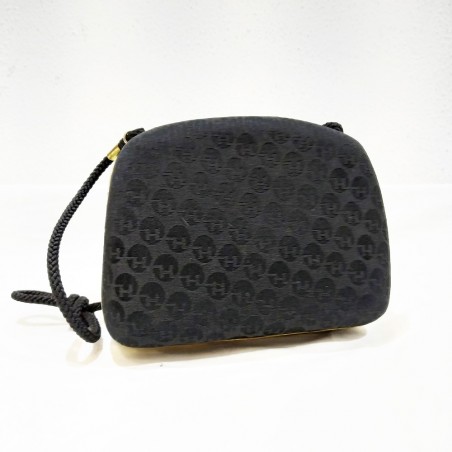 Borsa a spalla italiana anni 30 in stoffa nera pattern H