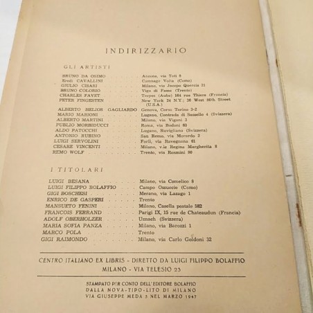 Galleria Nazionale degli EX LIBRIS Bolaffio Ed. 15 tavole 1947