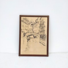 Cornice in legno con stampa di Venezia primo 900