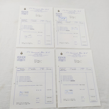 Lotto di 4 fatture F.C. INTERNAZIONALE MILANO spa INTER CALCIO 1989/1990