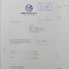 Lotto di 8 fatture BRESCIA CALCIO spa 1990 2