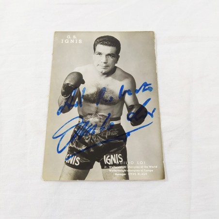 Cartolina pubblicitaria IGNIS con foto e autografo originale DUILIO LOI
