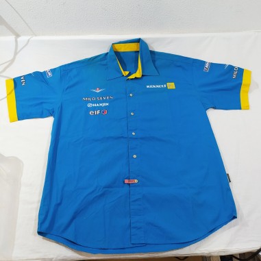 BENETTON 2003 Formula 1 camicia MILD SEVEN RENAUT azzurra e gialla Large