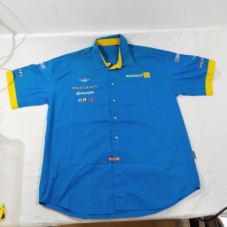 BENETTON 2003 Formula 1 camicia MILD SEVEN RENAUT azzurra e gialla Large