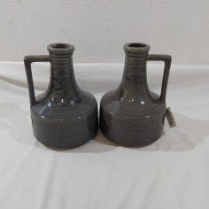 Light & Living coppia vasi in ceramica grigia smaltata altezza 25 cm con manico