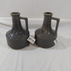 Light & Living coppia vasi in ceramica grigia smaltata altezza 25 cm con manico 2