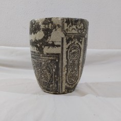 Vaso in ceramica con stampa effetto invecchiato h 20 cm