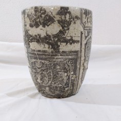 Vaso in ceramica con stampa effetto invecchiato h 20 cm 2