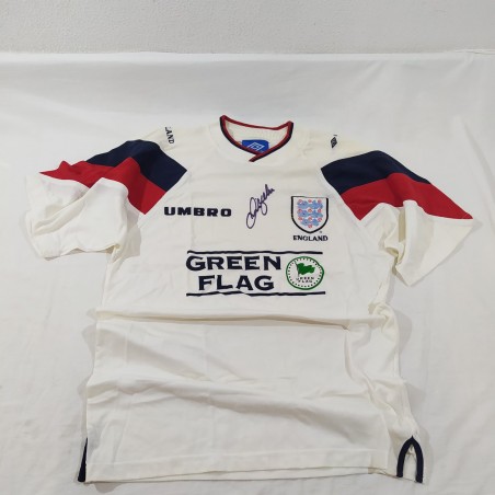 Maglia calcio Nazionale INGHILTERRA Green Flag con autografo Beckham